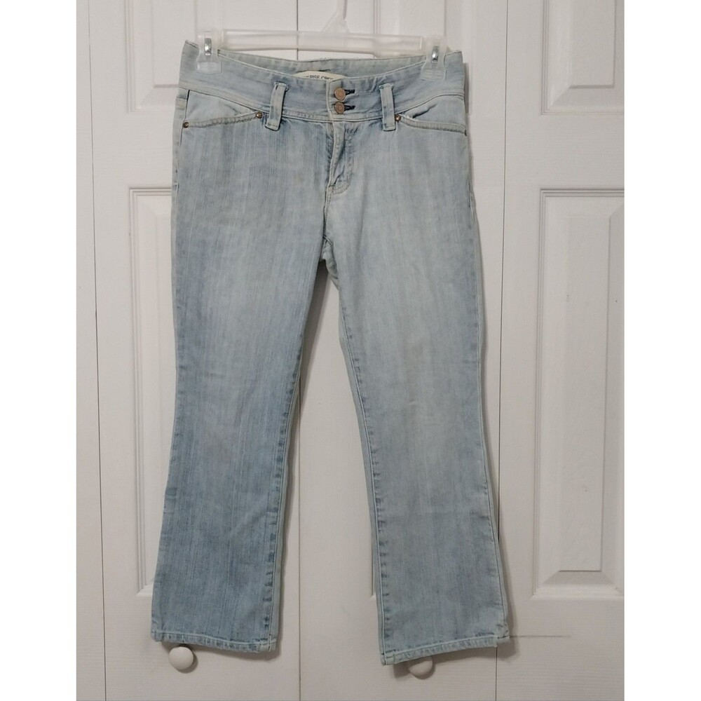 GAP Y2K Low Rise Flare Cropped Jeans 4R Light Wash Blue Contrast Stitching
